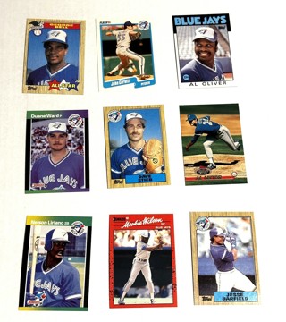 Blue Jays-9 Card-Bell,Stieb,Wilson,Barfield,Leiter