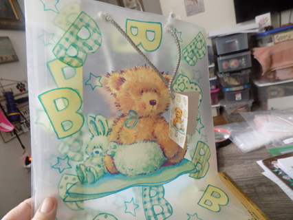 Plastic teddybear gift bag and tag 12 x 14