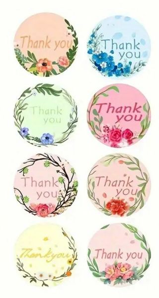 ↗️NEW⭕(8) 1" FLORAL THANK YOU STICKERS!!