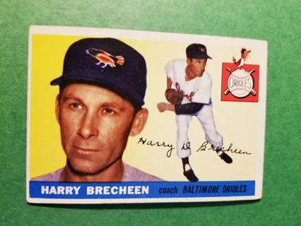 1955  - TOPPS  BASEBALL - CARD NO. 113 - HARRY BRECHEEN - ORIOLES