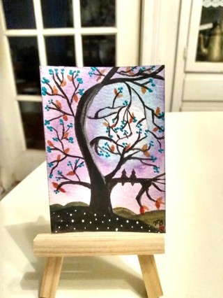 Original, Watercolor ACEO Painting 2-1/2"X 3/1/2" Date Night by Artist Marykay Bond