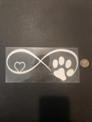 Lg Infinity Paw Print/Heart Decal