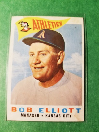 1960 - TOPPS EXMT - NRMT BASEBALL - CARD NO. 215 - BOB ELLIOTT MGR. - A'S