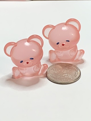 PINK BEARS~#2~SITTING~SET OF 2 BEARS~GLOW IN THE DARK~FREE SHIPPING!