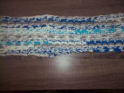 Hand Crocheted Blue, Gray and White Ombre Infinity Scarf Cowl