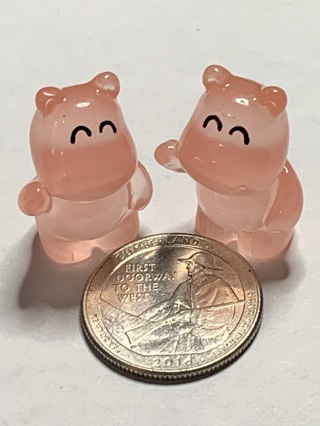 HIPPOPOTAMUS/HIPPO~#5~ORANGE~SET OF 2~GLOW IN THE DARK~FREE SHIPPING!