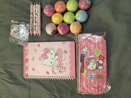 Hello Kitty supplies, and Bath Bombs for kids!