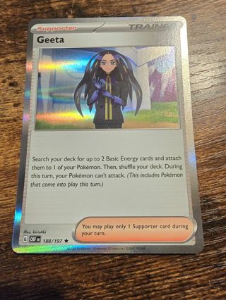 Pokemon Geeta 188/197 holo rare card