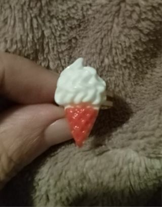 Ice cream cone charm adjustable ring nip