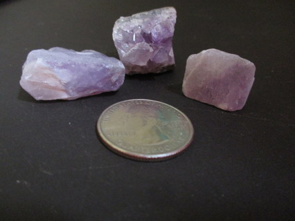 3 Rough Specimens of Amethysts on Matrix