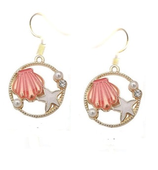 GP ENAMEL PINK ROUND SHELL EARRINGS (PLEASE READ DESCRIPTION