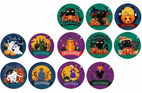 ➡️NEW⭕(12) 1" HALLOWEEN STICKERS!! BLACK CAT