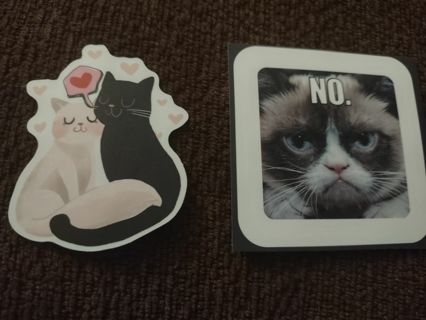 Two new cat laptop stickers no meme water bottle luggage crafting