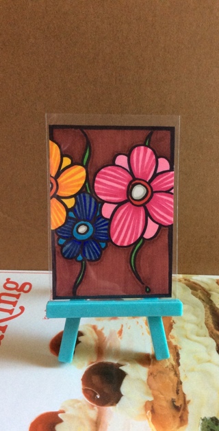 Flowers original drawing aceo