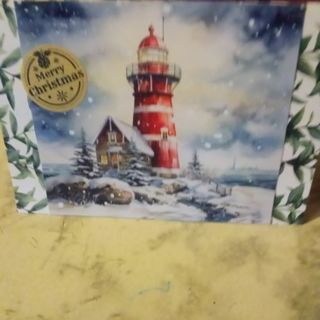Merry Christmas Eve At the Lighthouse - Design Blank Note Card