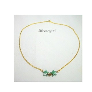 Green Aventurine Star Gold Plate Necklace 18"