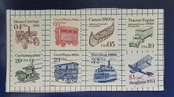 US Canceled Transportation Potsage Stamp Lot Hinged on paper