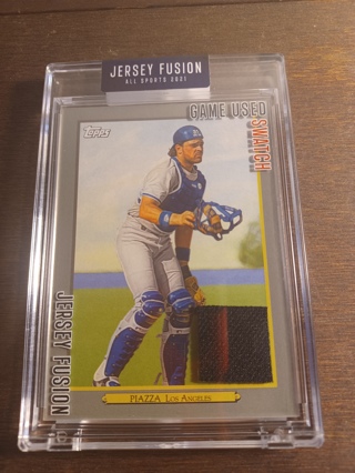 GAME USED TOPPS SWATCH JERSEY FUSION ~ MIKE PIAZZA 