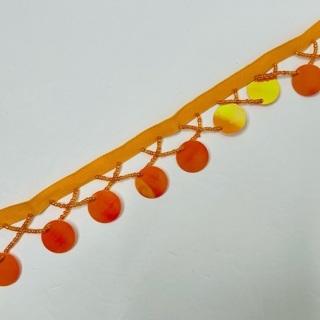 Orange Peach Beaded Sequined Ribbon Trim 