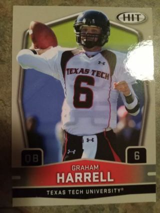 2009 SAGE HIT ROOKIE GRAHAM HARRELL TEXAS TECH UNIVERSITY FOOTBALL CARD# 96