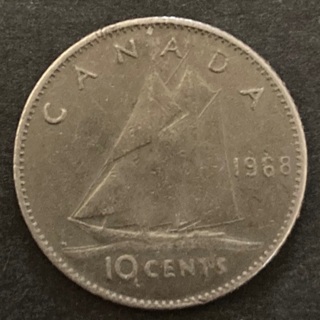 Canada 1968 Bluenose Dime 