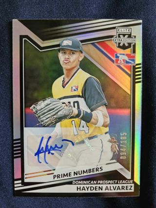 2022 Panini Elite Extra Edition Prime Numbers Autograph Hayden Alvarez