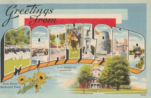 Vintage Unused Postcard: Greetings From Maryland