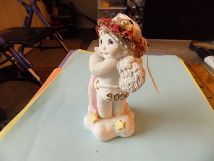 Vintage Dreamscicle cherub angel 2000 Its a girl holding pink blanket 4 inch