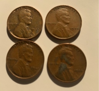 Wheat Penny lot 1937,1940,1941,1944