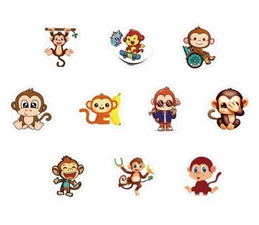 ↗️⭕(10) 1" BABY MONKEY STICKERS!! (SET 1 of 3)