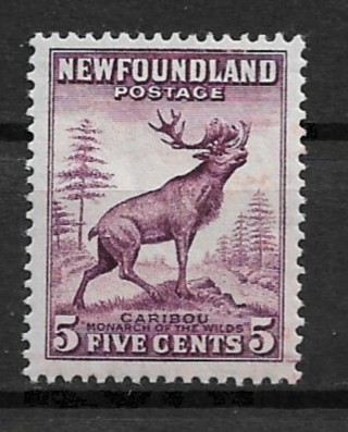 1932 Newfoundland Sc191a 5¢ Caribou (die 1) MH
