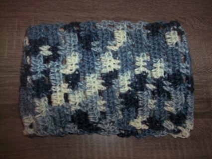 Hand Crocheted Black, Gray and White Ombre Cowl