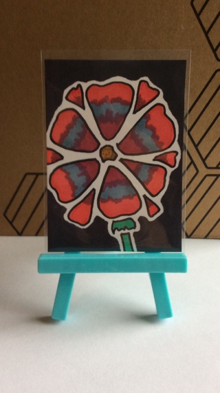 Stained Glass Flower original drawing aceo