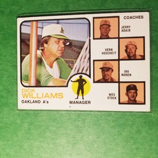 1973 - TOPPS BASEBALL CARD NO. 179 - DICK WILLIAMS MGR. - A'S