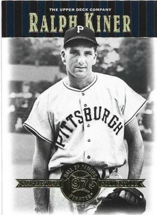 2001 UPPER DECK RALPH KINER COOPERSTOWN COLLECTION CARD