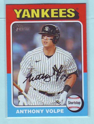 2024 Topps Heritage Anthony Volpe Baseball Card # 282 Yankees