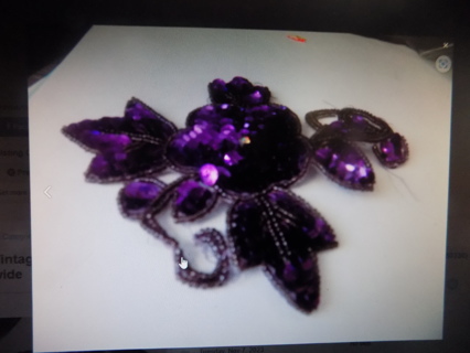 Purple sequined flower embellishment applique