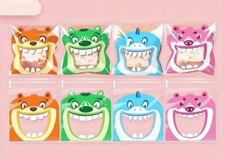 ➡️NEW⭕(4) COLORFUL MONSTER FACE CELLO BAGS!⭕