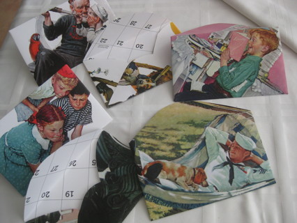 6hand made envelopes, Norman Rockwell pictures, 6"x4"