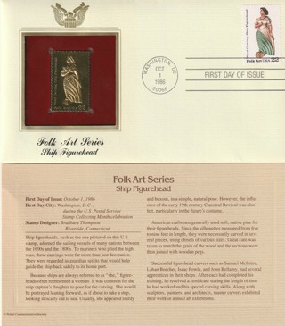 22kt Gold Replica Folk Art Series 22 Cent Stamp