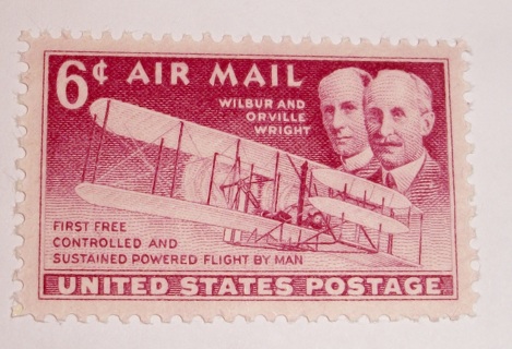 Scott #C45, Wilbur and Orville Wright, Air Mail, One Useable 6¢ US Postage Stamp