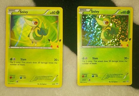 Snivy HOLO and non-holo 25th Anniversary McDonalds pokemon cards