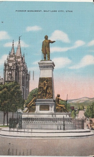 Vintage Used Postcard: (j): 1943 Pioneer Monument, Salt Lake City, UT