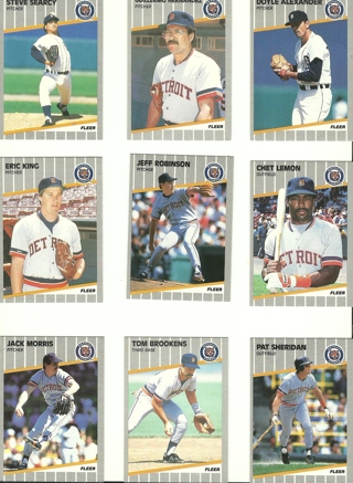 Fun Pack Baseball Cards: 9 Vintage 1989 Fleer Detroit Tigers Baseball Cards