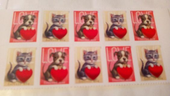 10- FOREVER US POSTAGE STAMPS... PUPPIES AND KITTENS. YOU DECIDE THE PRICE