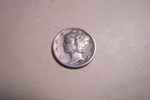 Silver 1944-S Winged Liberty Head Mercury Dime