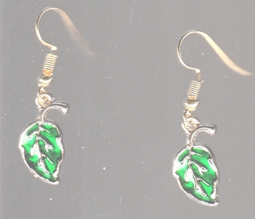 GP Enamel Green Leaf Earrings #2 (PLEASE READ DESCRIPTION