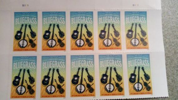 10- FOREVER US POSTAGE STAMPS.. BLUEGRASS