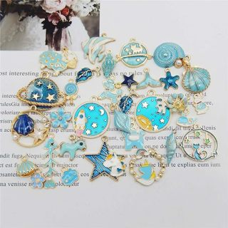 10pc Blue Enamel Charms Lot 2 (PLEASE READ DESCRIPTION)