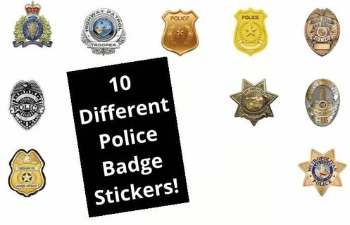 ⭐(10) 1" POLICE BADGE STICKERS!!